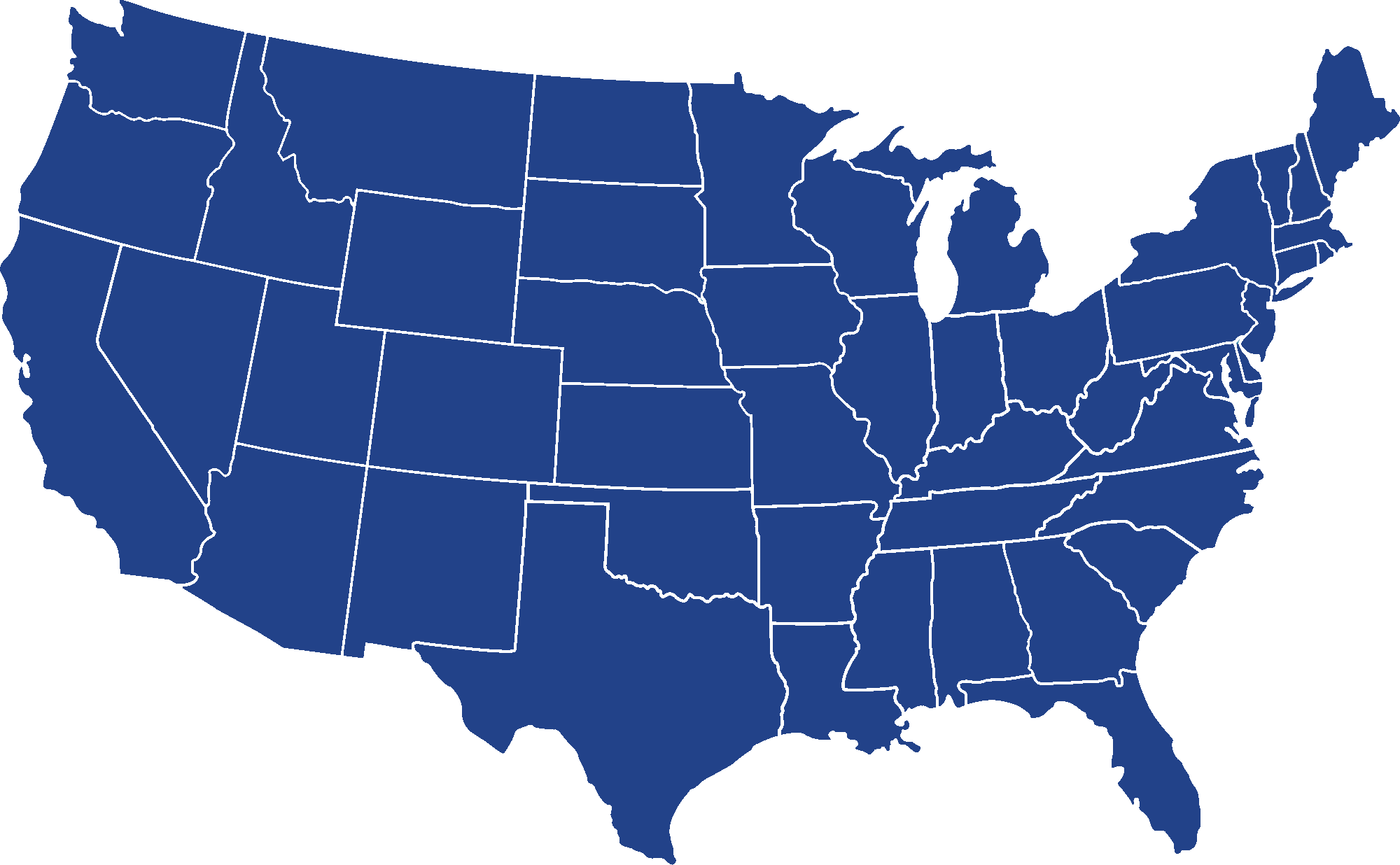 US Map for Midwest Industrial Products Service Area - The entire map is blue, meaning we service the entire country